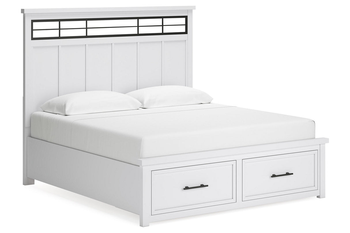 Ashbryn White/Natural King Panel Storage Bed from Ashley - Luna Furniture