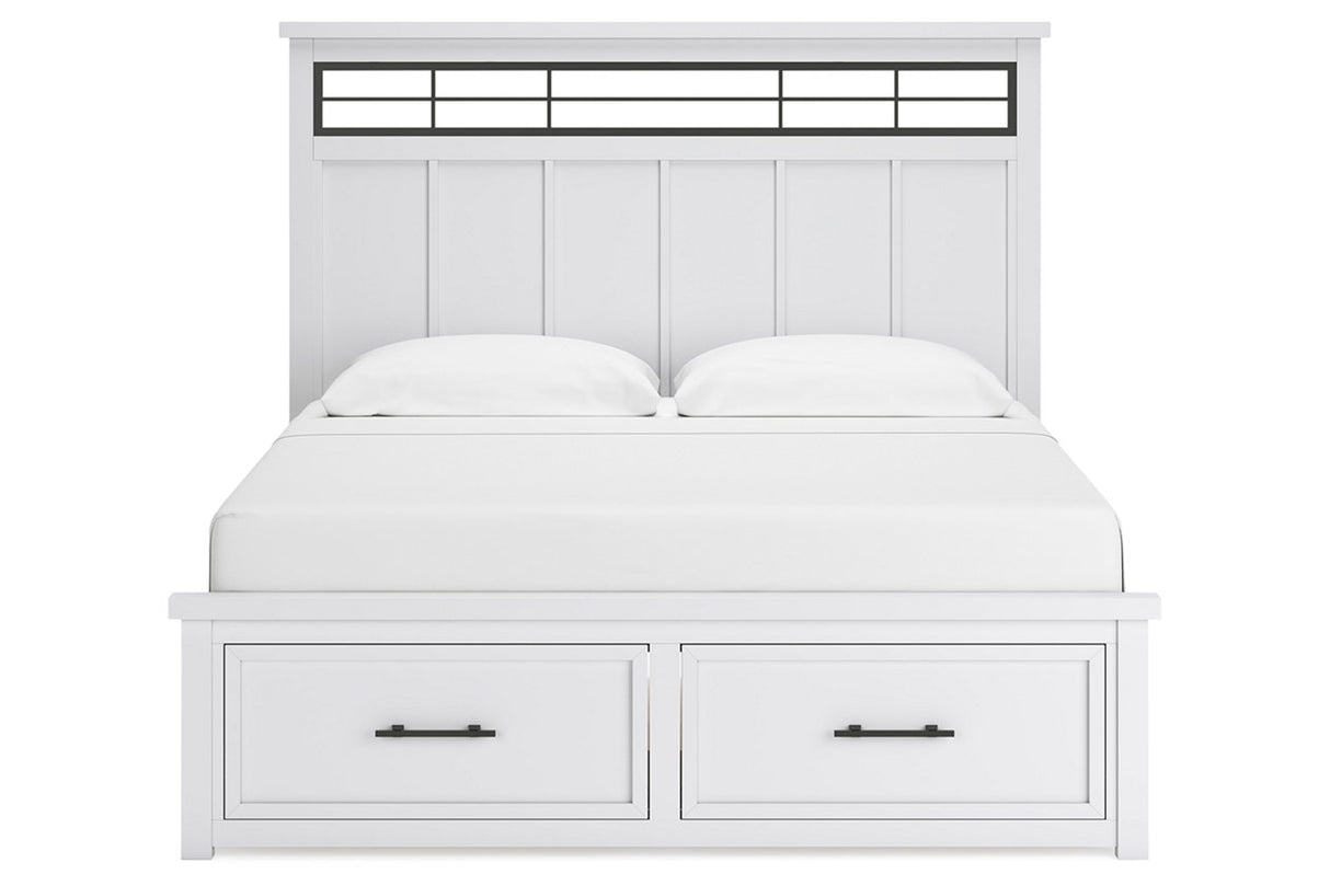 Ashbryn White/Natural King Panel Storage Bed from Ashley - Luna Furniture