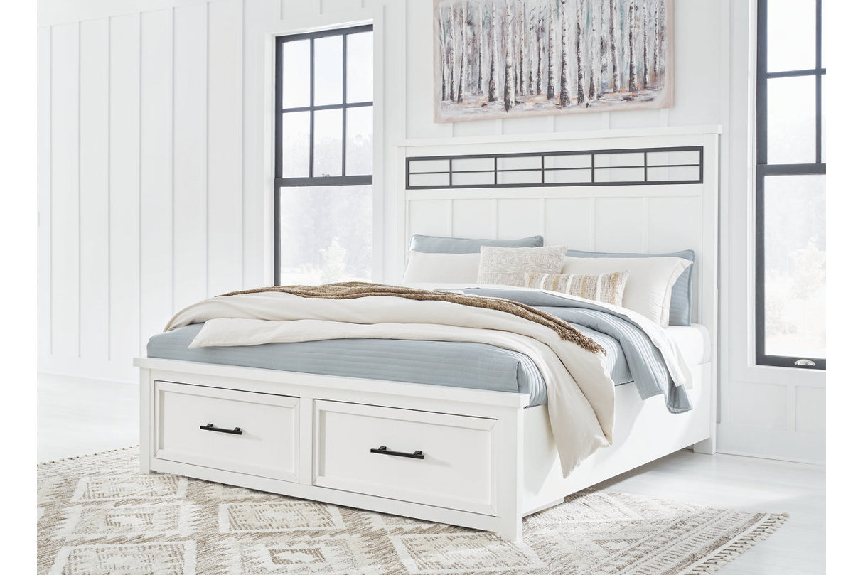 Ashbryn White/Natural California King Panel Storage Bed from Ashley - Luna Furniture