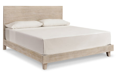 Michelia Bisque King Panel Bed -  Ashley - Luna Furniture