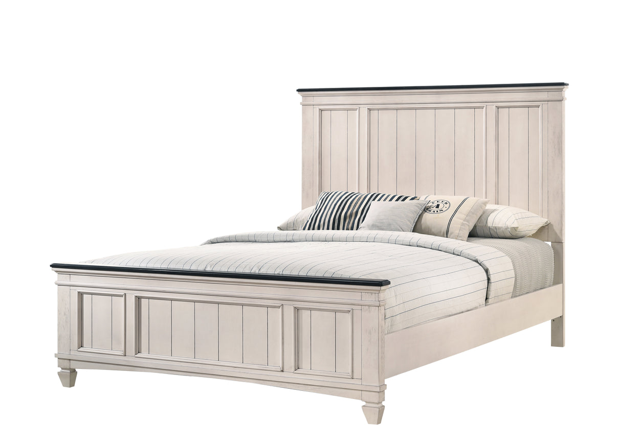 Sawyer Antique White/Brown Panel Bedroom Set -  - Luna Furniture