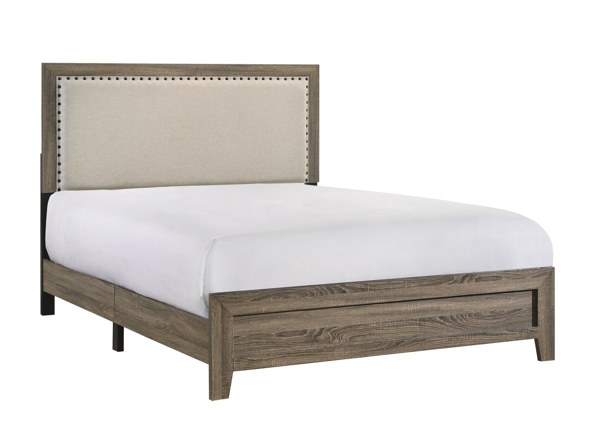 Mille Brownish Gray Queen Upholstered Bed -  Crown Mark - Luna Furniture