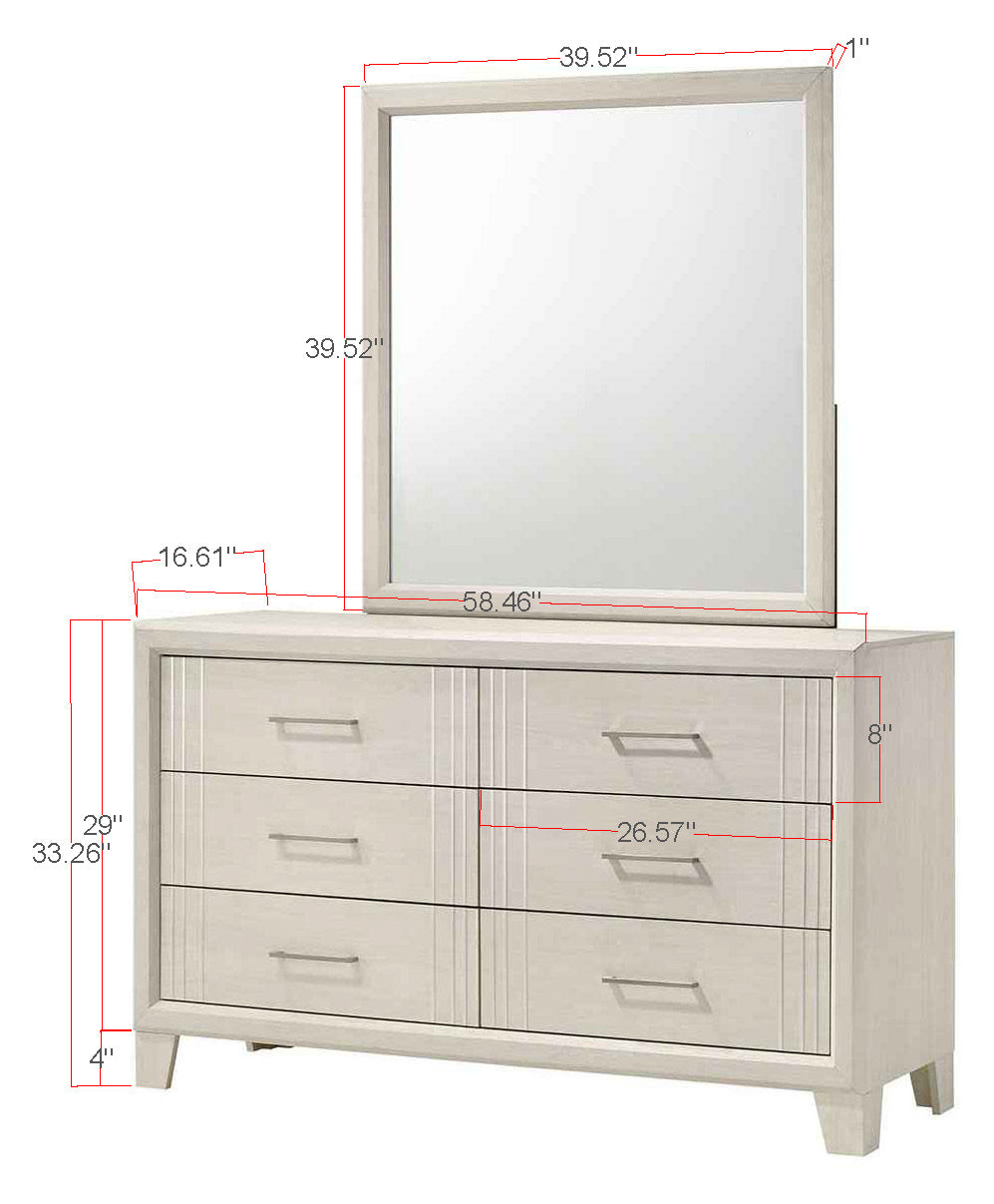 Charlie White Dresser Mirror -  Crown Mark - Luna Furniture