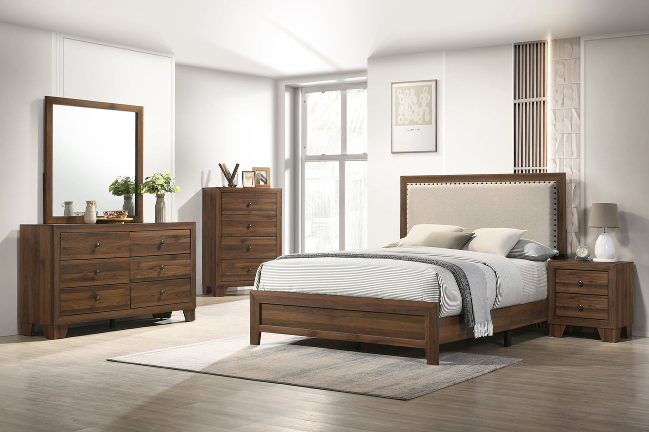 Mille Cherry Brown Upholstered Bedroom Set from Crown Mark - Luna Furniture