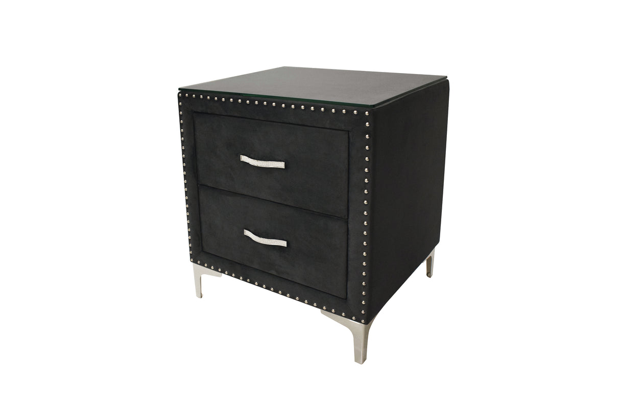 Lucinda Black Nightstand -  Crown Mark - Luna Furniture