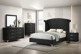 Lucinda Black King Upholstered Wingback Panel Bed -  Crown Mark - Luna Furniture