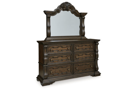 Maylee Dark Brown Dresser and Mirror -  Ashley - Luna Furniture