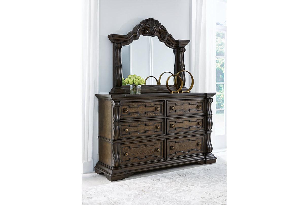 Maylee Dark Brown Dresser and Mirror -  Ashley - Luna Furniture