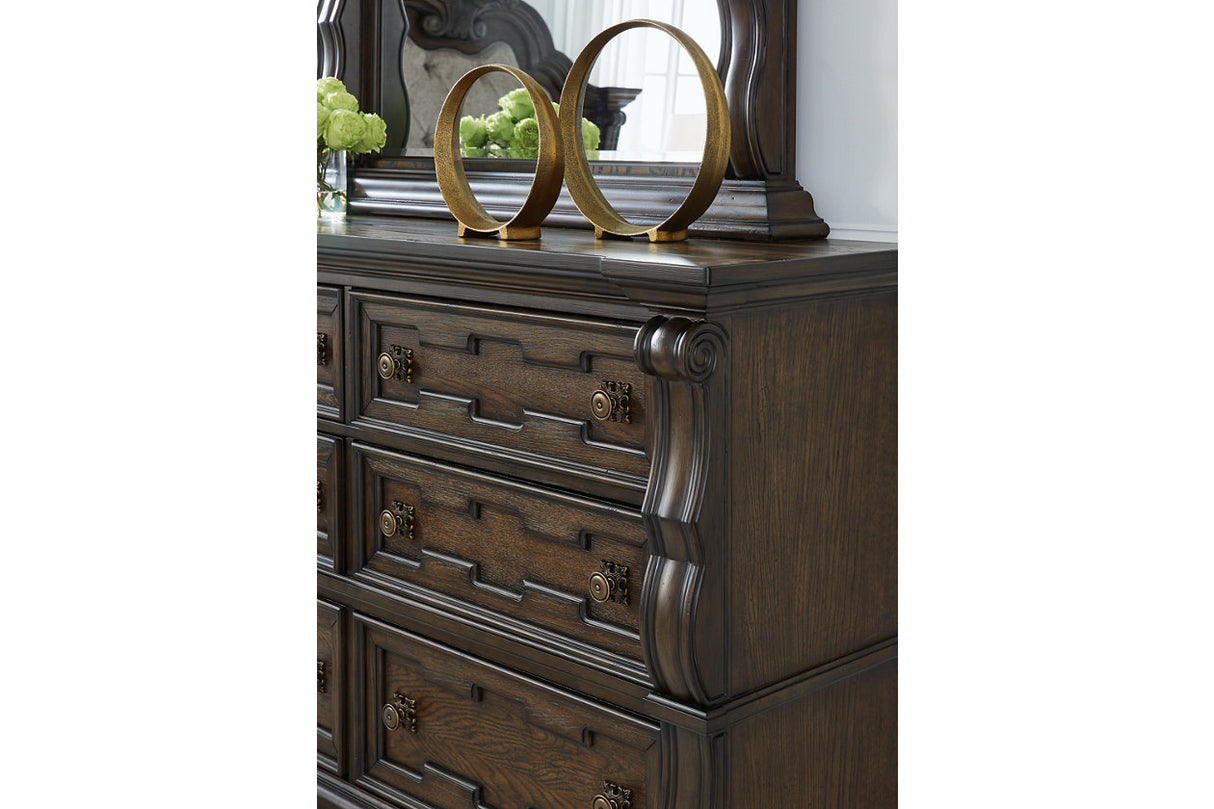 Maylee Dark Brown Dresser and Mirror -  Ashley - Luna Furniture