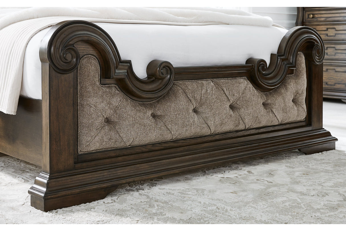 Maylee Dark Brown King Upholstered Bed -  Ashley - Luna Furniture