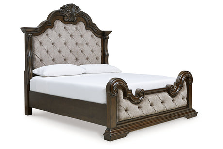 Maylee Dark Brown King Upholstered Bed -  Ashley - Luna Furniture