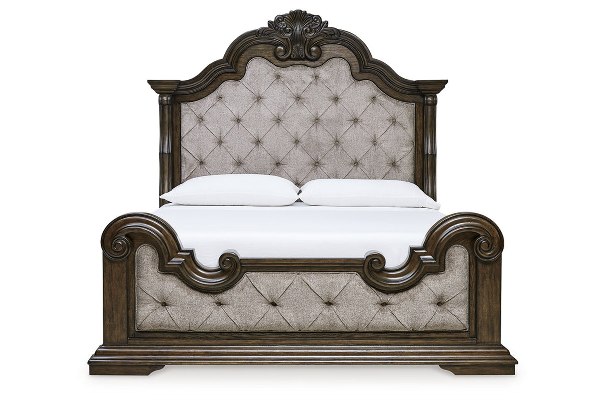 Maylee Dark Brown King Upholstered Bed -  Ashley - Luna Furniture