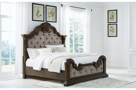 Maylee Dark Brown King Upholstered Bed -  Ashley - Luna Furniture