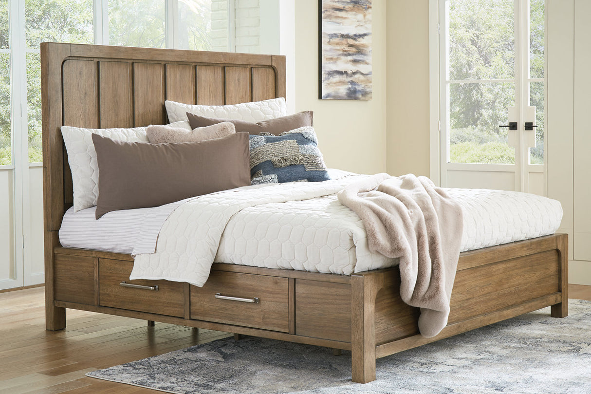 Cabalynn Light Brown Queen Panel Bed with Storage from Ashley - Luna Furniture