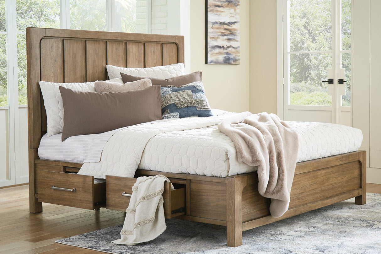 Cabalynn Light Brown Queen Panel Bed with Storage from Ashley - Luna Furniture