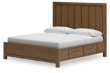 Cabalynn Light Brown California King Panel Bed with Storage -  Ashley - Luna Furniture