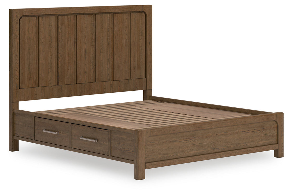 Cabalynn Light Brown California King Panel Bed with Storage -  Ashley - Luna Furniture