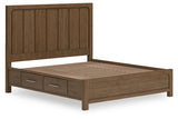 Cabalynn Light Brown California King Panel Bed with Storage -  Ashley - Luna Furniture