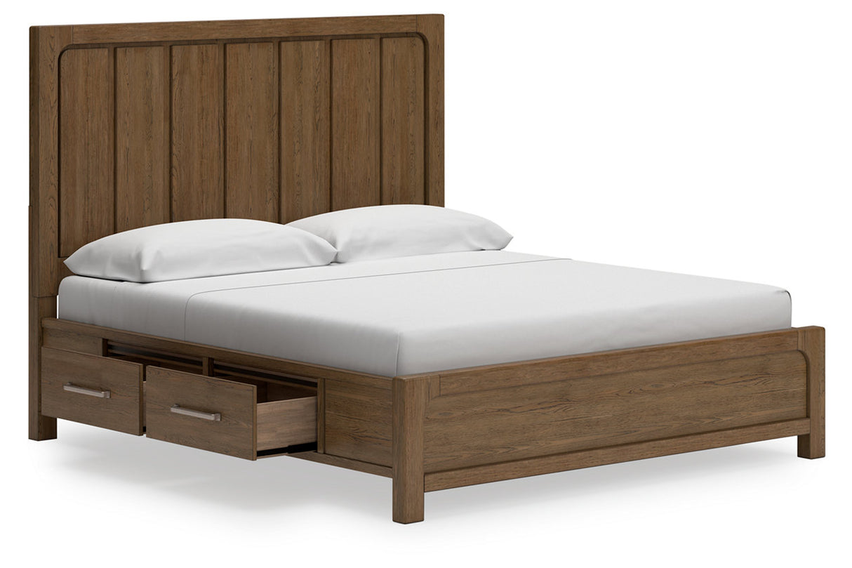 Cabalynn Light Brown California King Panel Bed with Storage -  Ashley - Luna Furniture