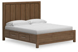 Cabalynn Light Brown California King Panel Bed with Storage -  Ashley - Luna Furniture