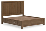 Cabalynn Light Brown King Panel Bed with Storage -  Ashley - Luna Furniture