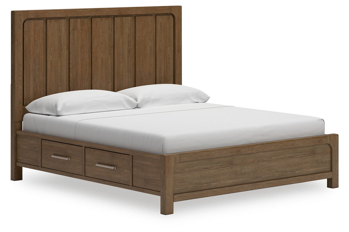 Cabalynn Light Brown King Panel Bed with Storage -  Ashley - Luna Furniture