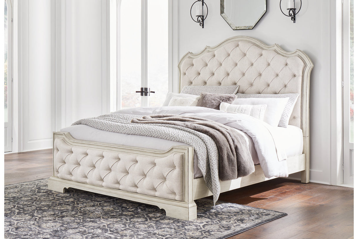 Arlendyne Antique White King Upholstered Bed from Ashley - Luna Furniture