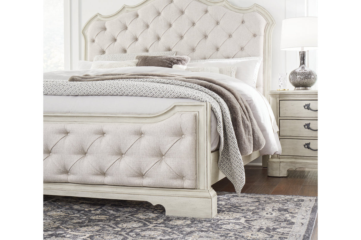 Arlendyne Antique White King Upholstered Bed from Ashley - Luna Furniture