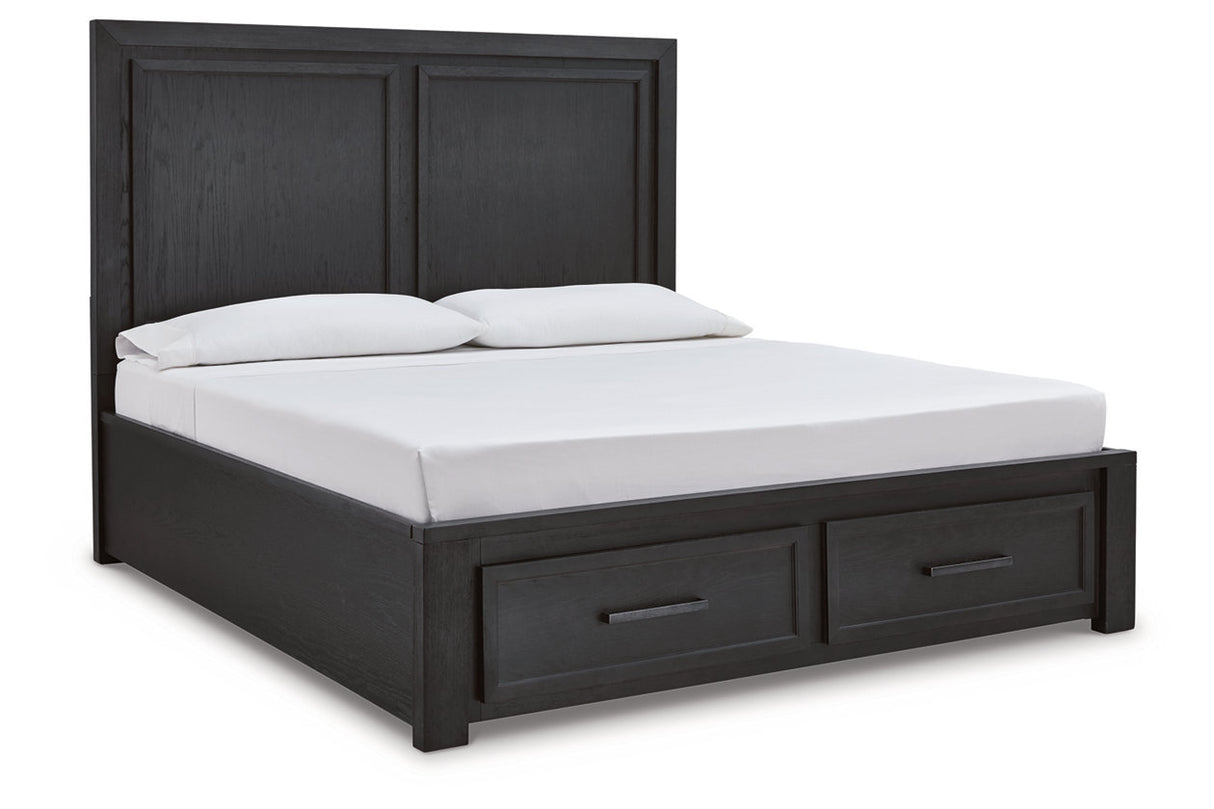 Foyland Black/Brown California King Panel Storage Bed from Ashley - Luna Furniture