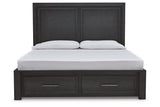 Foyland Black/Brown California King Panel Storage Bed from Ashley - Luna Furniture