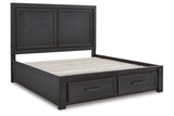 Foyland Black/Brown California King Panel Storage Bed from Ashley - Luna Furniture