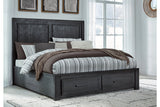 Foyland Black/Brown California King Panel Storage Bed from Ashley - Luna Furniture