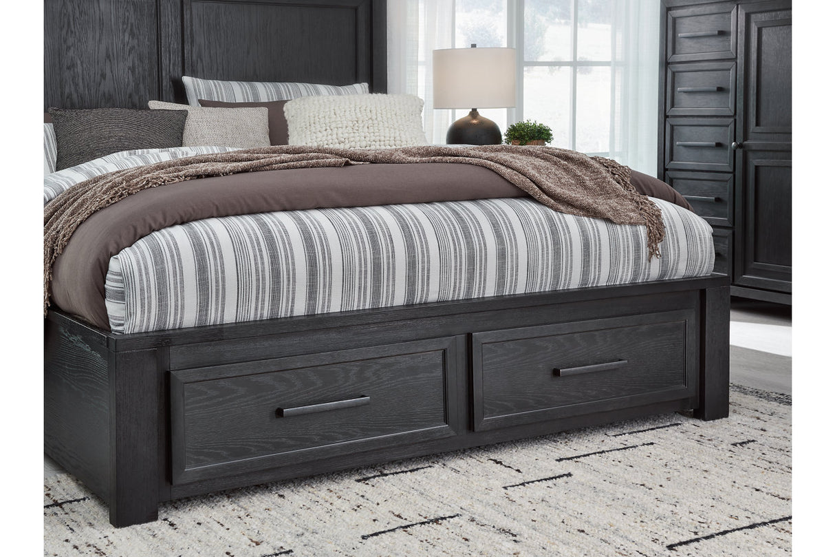 Foyland Black/Brown California King Panel Storage Bed from Ashley - Luna Furniture