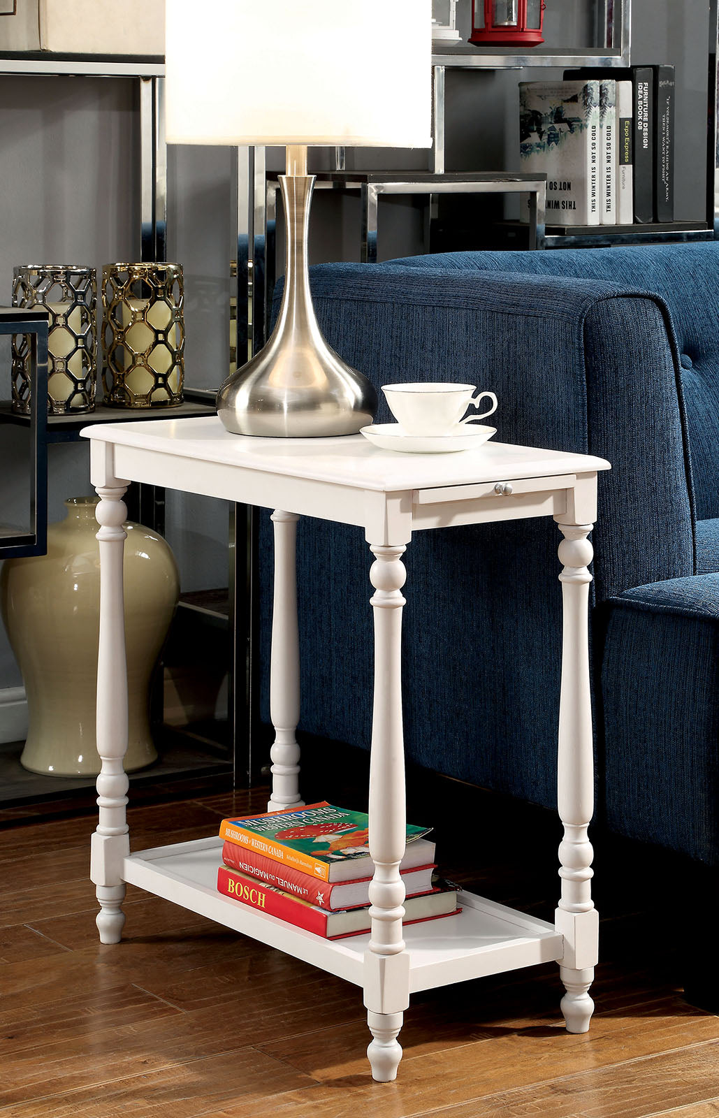 Deering White Side Table from Furniture of America - Luna Furniture