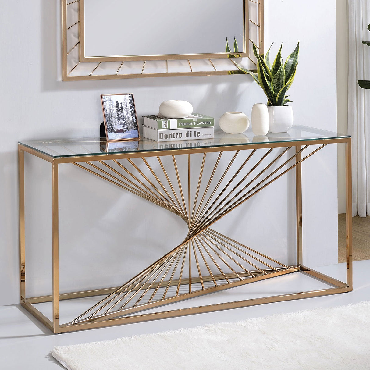 Sherbrooke Gold Sofa Table from Furniture of America - Luna Furniture