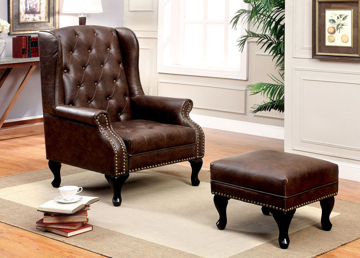 Vaugh Rustic Brown Accent Chair from Furniture of America - Luna Furniture