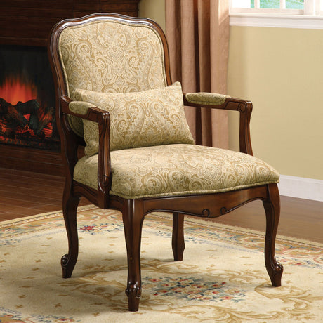 Waterville Beige/Dark Cherry Accent Chair from Furniture of America - Luna Furniture