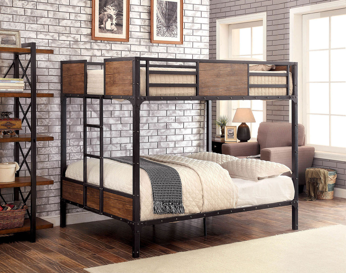 Clapton Black Full/Full Bunk Bed from Furniture of America - Luna Furniture