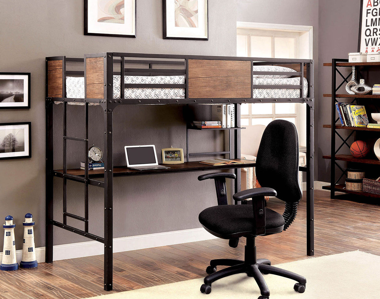 Clapton Black Twin/Workstation from Furniture of America - Luna Furniture