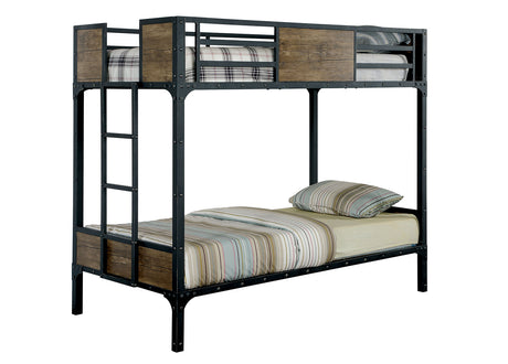 Clapton Black Twin/Twin Bunk Bed from Furniture of America - Luna Furniture