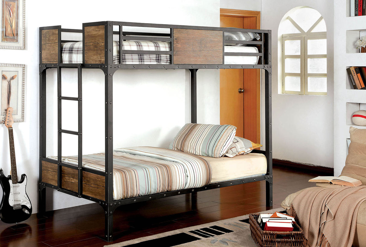 Clapton Black Twin/Twin Bunk Bed from Furniture of America - Luna Furniture