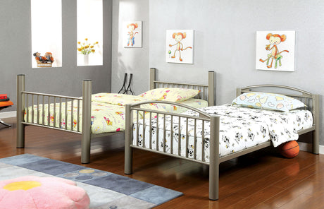 Lovia Metallic Gold Twin/Twin Bunk Bed from Furniture of America - Luna Furniture