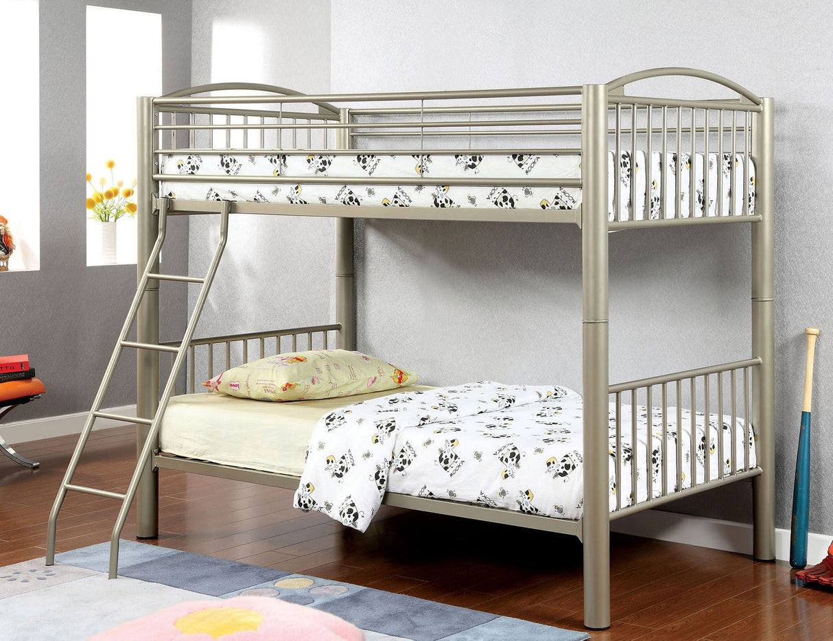 Lovia Metallic Gold Twin/Twin Bunk Bed from Furniture of America - Luna Furniture