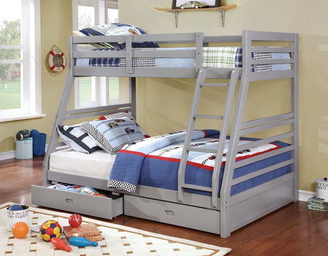 California Gray Twin/Full Bunk Bed, Gray from Furniture of America - Luna Furniture