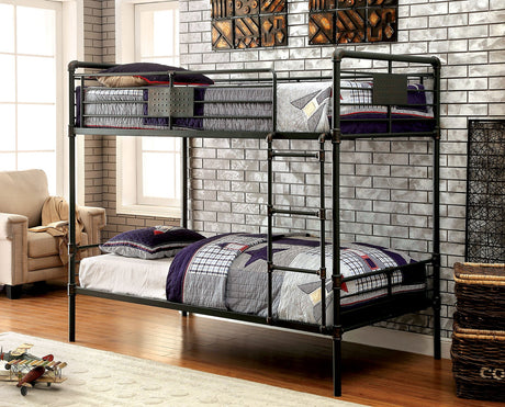 Olga Antique Black Twin/Twin Bunk Bed from Furniture of America - Luna Furniture