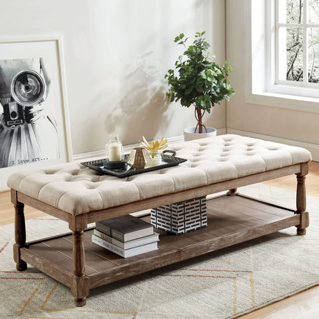 Tanya Beige Bench from Furniture of America - Luna Furniture