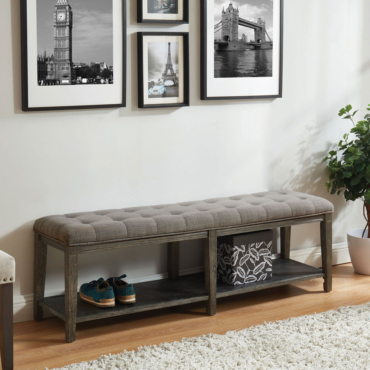 Tayah Gray Bench from Furniture of America - Luna Furniture