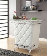 Fuero White/Chrome Bar Table from Furniture of America - Luna Furniture