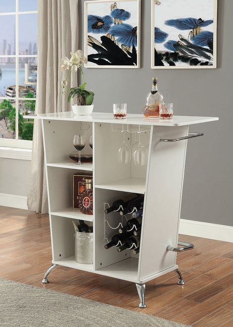 Fuero White/Chrome Bar Table from Furniture of America - Luna Furniture