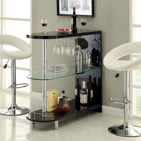 Numbi Black/Chrome Mini Server from Furniture of America - Luna Furniture